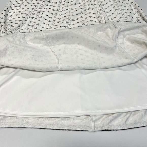 A-Line Midi Skirt Womens Size L Pull On Stretch Gauzy Pleats Ditsy Print Ivory - Picture 5 of 10